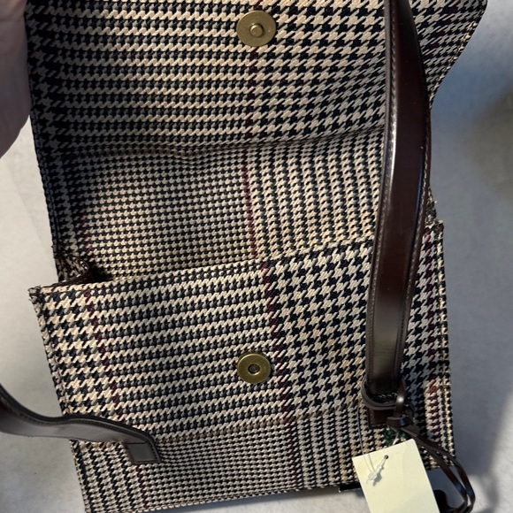 Lauren Ralph Lauren Houndstooth Shoulder Bag - Black and Brown - Picture 8 of 12